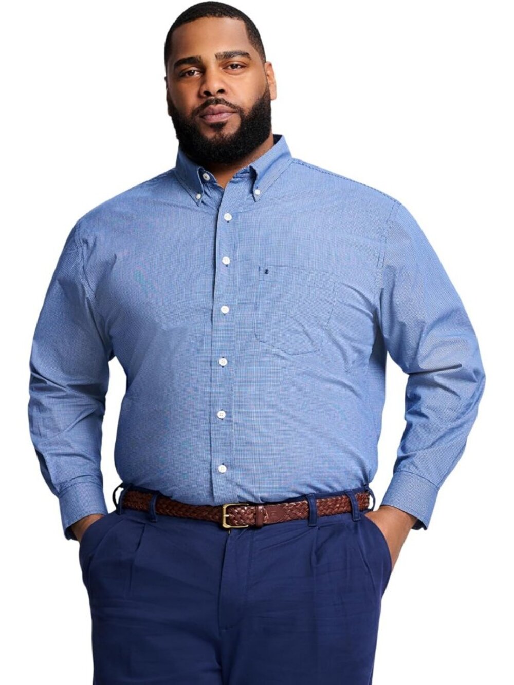 Men's Big & Tall Performance Comfort Long Sleeve Plaid Shirt - Casual & Stylish